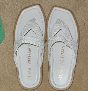 Stuart Weitzman White Woven Sandals